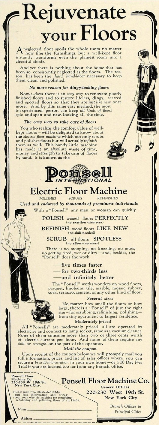 1925 Wood Floor Polisher Ad
