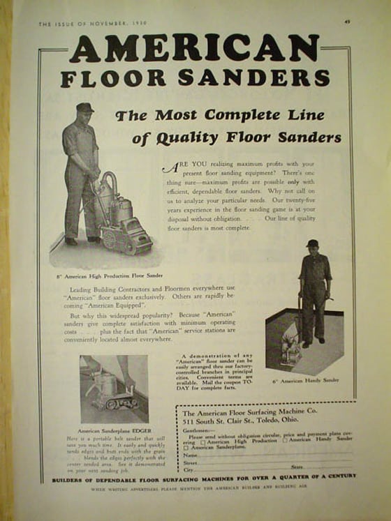 1936 American Floor Sander Ad