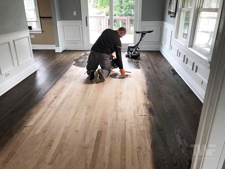 Colored epoxy to new hickory floor. We used this instead of wood