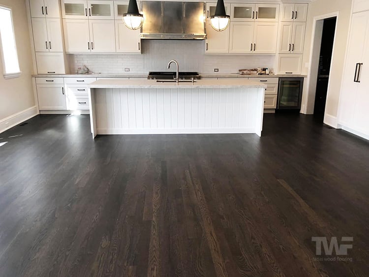 Dark stained hardwood floor