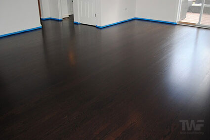 Hardwood floor in Deerfield Il stained Ebony and Royal Mahogany