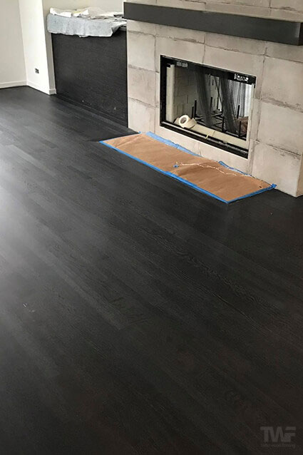 Black Rubio Monocoat hardwood floor in Winnetka Il