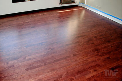 Maple floor stained Red Mahogany in Chicago Il