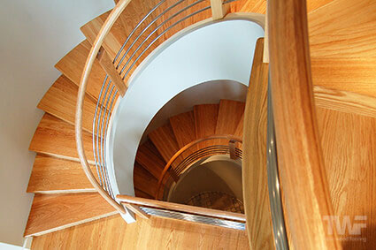 Beautifully restored curved oak staircase