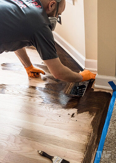 Staining hardwood floor